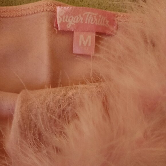 Sugar Thrills Furry Pink Tube Top fuzzy Size M - Picture 2 of 2